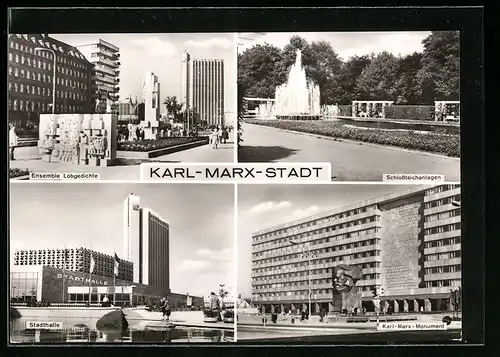 AK Karl-Marx-Stadt, Ensemble Lobgedichte, Karl-Marx-Monument