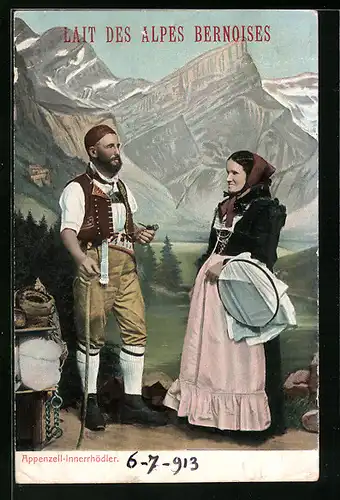 AK Appenzell, Lait des Alpes Bernoises, Innerrhödler in Tracht