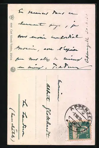 AK Appenzeler-Senn in Tracht mit Tabakspfeife