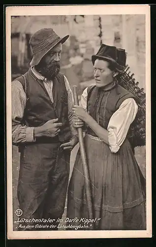 AK Kippel, Lötschentaler Bauernpaar aus dem Gebiete der Lötschbergbahn