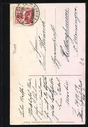 AK Freiburger Sennen in Tracht mit Tabakspfeife