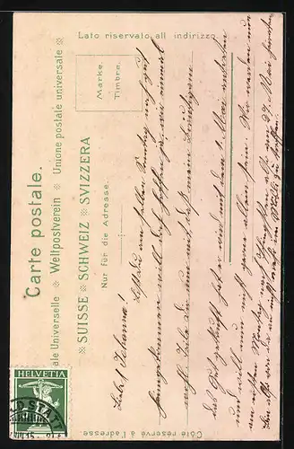 AK Junge Appenzellerin in Tracht vor Bergkulisse, Wappen