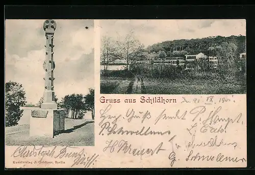 AK Berlin-Grunewald, Schildhorn, Teilansicht, Denkmal