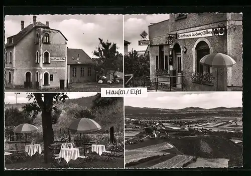 AK Hausen /Eifel, Gasthaus Gilles, Totalansicht mit Umland