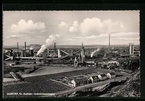 AK Alsdorf /Kr. Aachen, Industrieanlagen und Strasse aus der Vogelschau