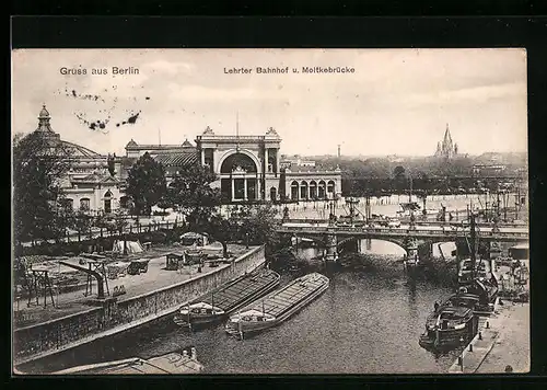 AK Berlin, Lehrter Bahnhof und Moltkebrücke