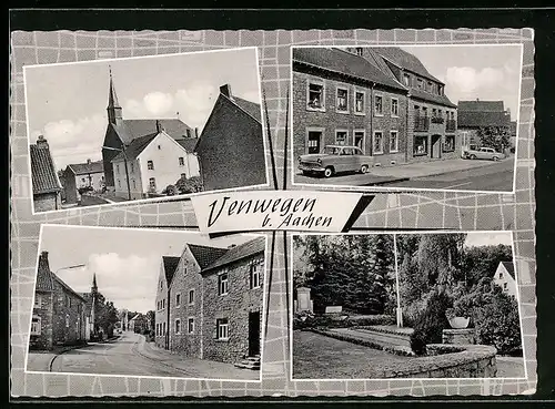 AK Venwegen b. Aachen, Strassenpartie mit Kirche