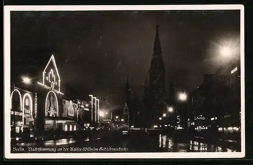 AK Berlin, Nachtstimmung an der Kaiser-Wilhelm-Gedächtniskirche