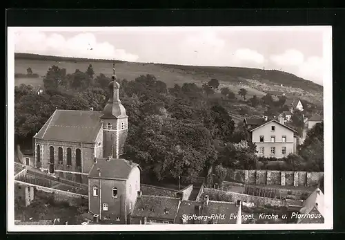 AK Stolberg /Rhld., Evangel. Kirche u. Pfarrhaus