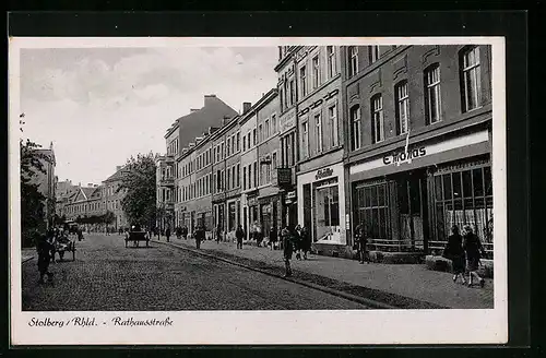AK Stolberg /Rhld., Blick auf die Rathausstrasse