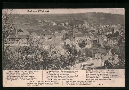 AK Zweifall, Ortsansicht mit Bergen