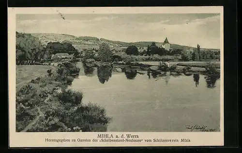 AK Mihla a. d. Werra, Blick auf Ort und Umland