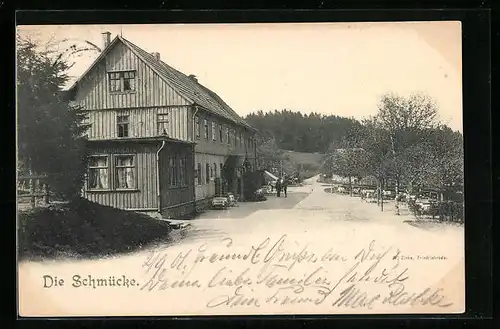 AK Schmücke, Strassenpartie mit Haus