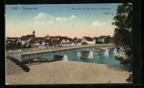 AK Donauwörth, Panorama mit der neuen Donaubrücke