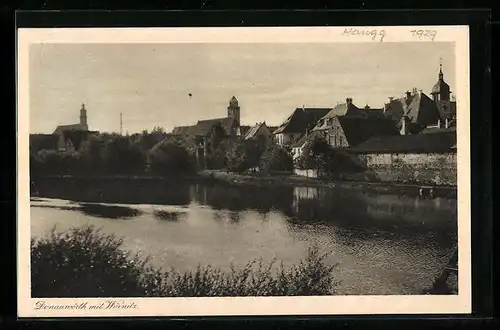 AK Donauwörth, Blick auf den Ort mit Wörnitz