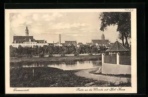 AK Donauwörth, Partie an der Wörnitz mit Heil. Kreuz