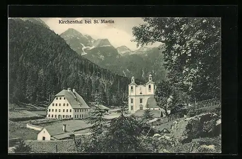 AK Kirchenthal bei St. Martin, Ort mit Bergen