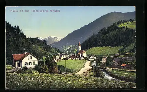 AK Hüttau /Fritztal, Ortsansicht mit Tennengebirge