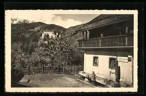AK Werfen, Alpengasthaus Zaissmann-Lehen mit Gauschulungsburg Hohenwerfen u. Hochkönig
