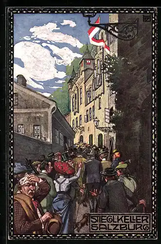 Künstler-AK Salzburg, Hotel Stieglkeller