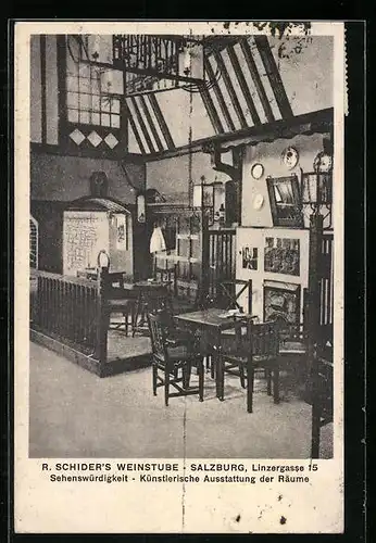 AK Salzburg, R. Schider`s Weinstube, Linzergasse 15