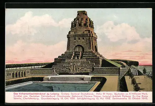 AK Leipzig, Völkerschlachtdenkmal im Dämmerlicht