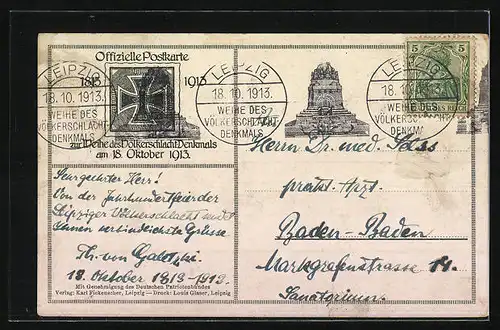 AK Leipzig, Völkerschlacht-Denkmal, 1813-1913