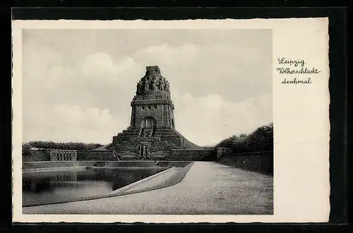 AK Leipzig, Völkerschlachtdenkmal schwarz-weiss