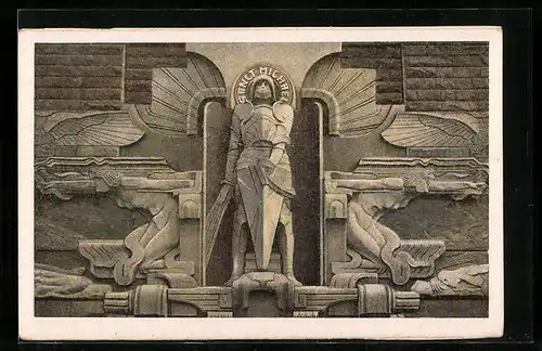 AK Leipzig, Völkerschlachtdenkmal, Stirnwand der grossen Freitreppenanlage des Völkerschlachtdenkmals