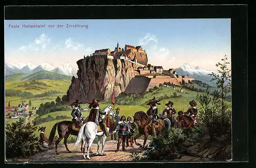 Künstler-AK Hohentwiel, Feste Hohentwiel vor der Zerstörung