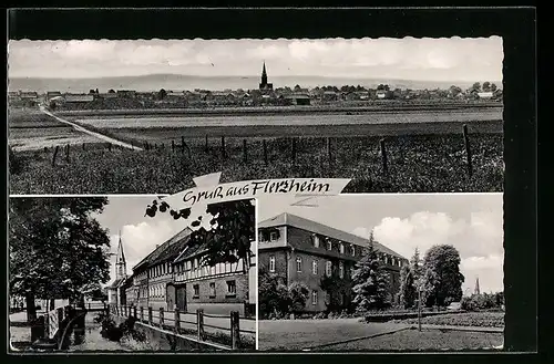 AK Flerzheim, Teilansicht mit Kirche