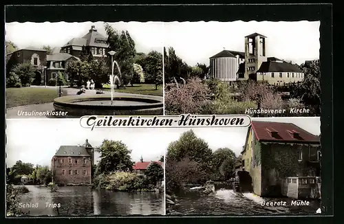 AK Geilenkirchen-Hünshoven, Ursulinenkloster, Hünshovener Kirche, Beeretz Mühle