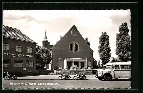 AK Baesweiler b. Aachen, Kath. Pfarrkirche, Gasthof zum Alten Brauhaus