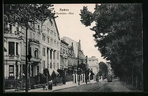 AK Aachen, Monheims-Allee mit Strassenbahn