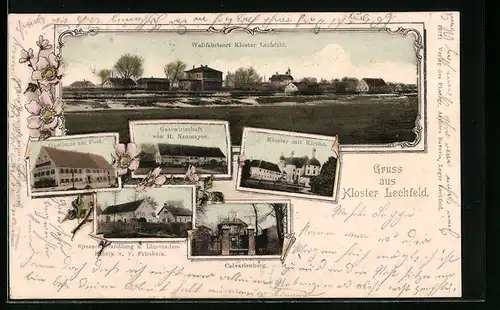 AK Kloster Lechfeld, Gasthaus zur Post, Gasthaus von H. Neumayer, Spezereihandlung und Limonaden-Fabrik v. V. Frühholz