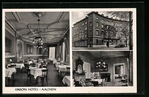 AK Bad Aachen, Union Hotel, Bahnhofsplatz 1, Innenansichten