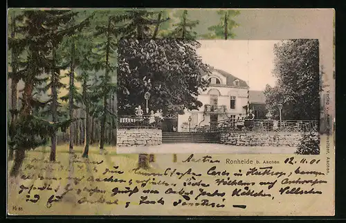 AK Aachen, Gasthof Ronheide, Tannenwald bei Mondschein, Passepartout