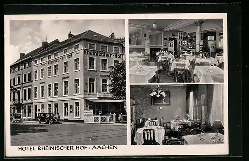 AK Bad Aachen, Hotel Restaurant Rheinischer Hof, Bahnhofsplatz 4, Innenansichten