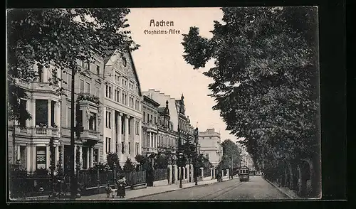 AK Aachen, Monheims-Allee mit Strassenbahn