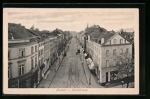 AK Aachen, Hochstrasse mit Geschäften