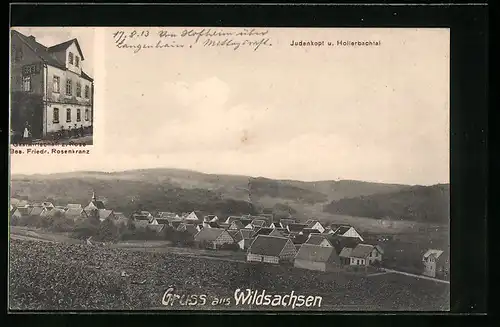 AK Wildsachsen, Gasthaus zur Rose, Hollerbachtal und Judenkopf