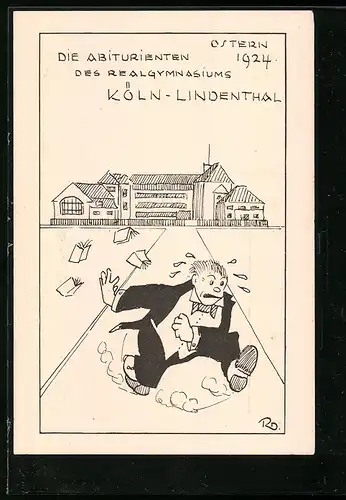 Künstler-AK Köln-Lindenthal, Die Abiturienten des Realgymnasiums 1924