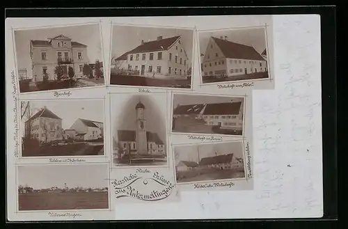 AK Untermeitingen, Panorama, Gasthaus Wirtschaft zum Adler, Schule, Pfarrhof