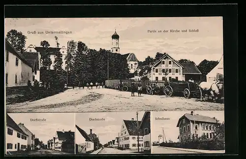 AK Untermeitingen, Partie an der Kirche und Schloss, Dorfstrasse