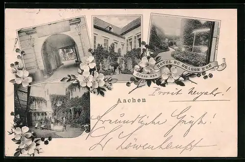 AK Aachen, Hotel du Dragon d`Or mit Durchgang und Garten