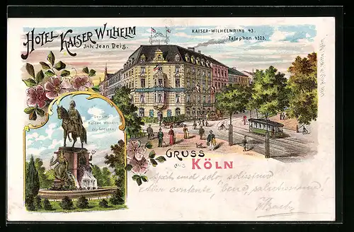 Lithographie Köln-Neustadt, Hotel Kaiser Wilhelm, Kaiser-Wilhelmring 43