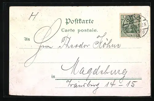 Lithographie Köln-Neustadt, Hohenzollernring mit Strassenbahn, Cafe Borussia