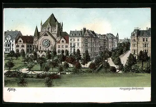 AK Köln-Neustadt, Königsplatz u. Beethovenstr. mit Synagoge