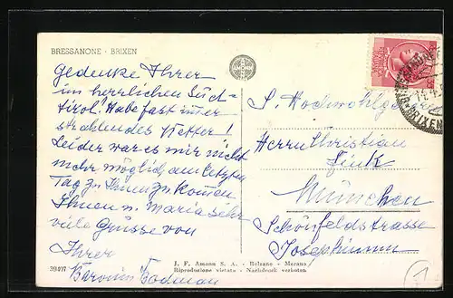 AK Brixen, Gesamtansicht aus der Vogelschau