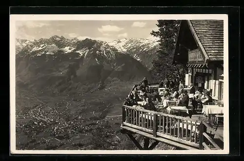 AK Avelengo, Ortsansicht, Café-Restaurant Belvedere